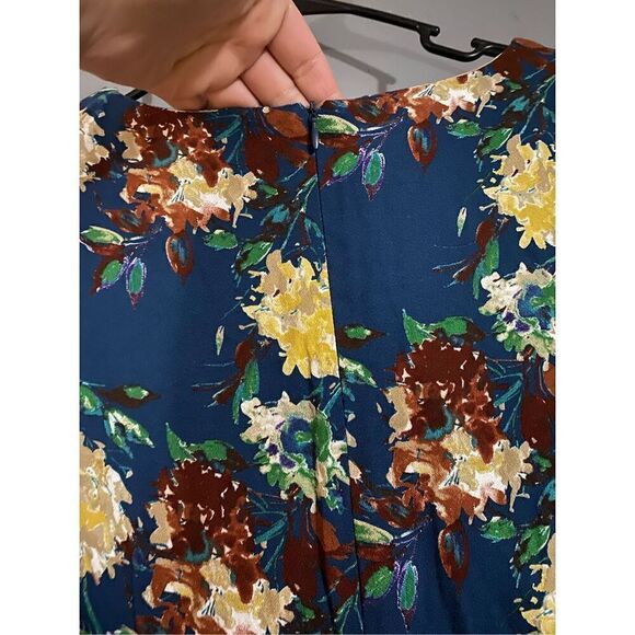 JUST FAB Long Sleeve Floral Print Blue A Line Rayon High Neck Dress 2X - Picture 9 of 10